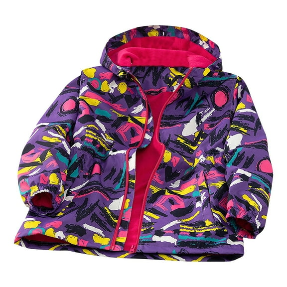 Odeerbi Toddler Boys Girls Fleece Lined Softshell Jacket Camouflage Winter Thermal Windproof Waterproof Windbreaker Kids Coat Printing Hooded Technical Jacket Toddler Clothes Dark Purple