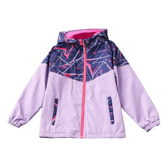 Odeerbi Toddler Boys Girls Fleece Lined Softshell Jacket Camouflage Winter Thermal Windproof Waterproof Windbreaker Kids Coat Printing Hooded Technical Jacket Toddler Clothes Purple