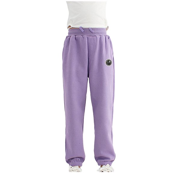 Odeerbi Toddler Boys Girls Fleece Lined Sweatpants Winter Cotton Sports Pants Toddler Baby Candy Color Solid Color Leggings 2025 Casual Kids Pants Purple 4-5 Years