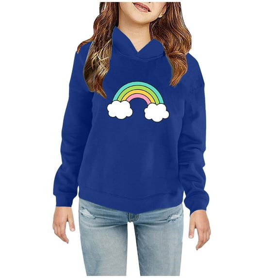 Odeerbi Toddler Boys Girls Fleece Lined Sweatshirt Cute Print Hoodie Toddler Baby Children's 2025 Casual Christmas Print Sweatshirt For The Baby Gift Blue 4-5 Years