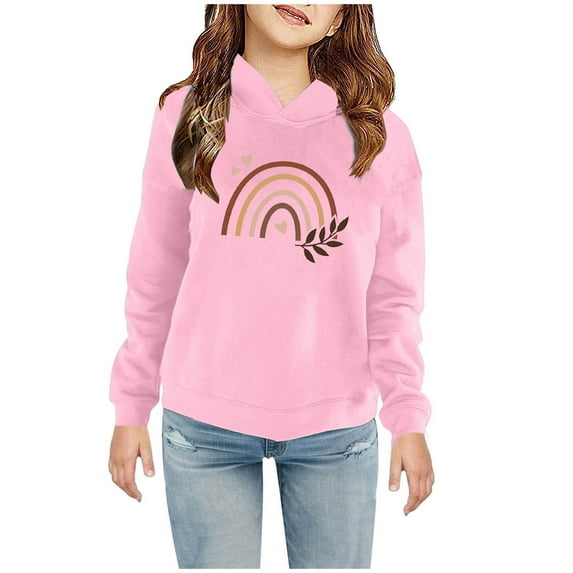 Odeerbi Toddler Boys Girls Fleece Lined Sweatshirt Cute Print Hoodie Toddler Baby Children's Casual Christmas Print Sweatshirt For The Baby Gift Pink 5-6 Years