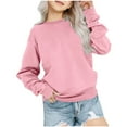 thumbnail image 1 of Odeerbi Toddler Boys Girls Fleece Lined Sweatshirt Kids Toddler Long Sleeve Cotton Sweatshirt 2025 Casual Round Neck Pullover Top Teen Girl Clothes Pink 5-6 Years, 1 of 5