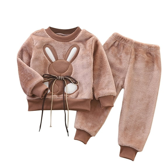 Odeerbi Toddler Boys Girls Fleece Lined Sweatsuit Sports Hoodie Winter Children's Long Sleeve Hooded Sweatshirt with Pockets Cargo Pants 2025 Casual Sports Two-piece Set Khaki 2-3 Years