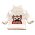thumbnail image 1 of Odeerbi Toddler Boys Girls Fleece Lined Turtleneck Sweater Winter Thermal Cable Knit Sweater 1-12 Years Kids Owl Print Loose Velvet Sweater Long Sleeve Sweater Toddler Clothes White, 1 of 4