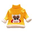 thumbnail image 1 of Odeerbi Toddler Boys Girls Fleece Lined Turtleneck Sweater Winter Thermal Cable Knit Sweater 1-12 Years Kids Owl Print Loose Velvet Sweater Long Sleeve Sweater Toddler Clothes Yellow, 1 of 7