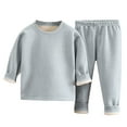 thumbnail image 1 of Odeerbi Toddler Boys Girls Fleece Thermal Long Johns Fall Winter Soft Base Layer Pajamas Set Child Spring Printing Pants Long Sleeve Round Neck Blouses Sets Green, 1 of 4