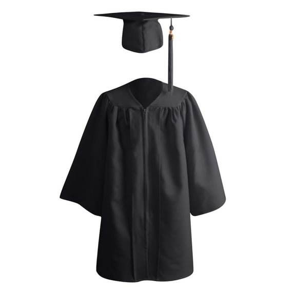 Odeerbi Toddler Boys Girls Graduation Gown Cap Tassel Set Children's Long Sleeve Bachelor's Graduation Performance Suit Set Round Neck Blouses Sets Black