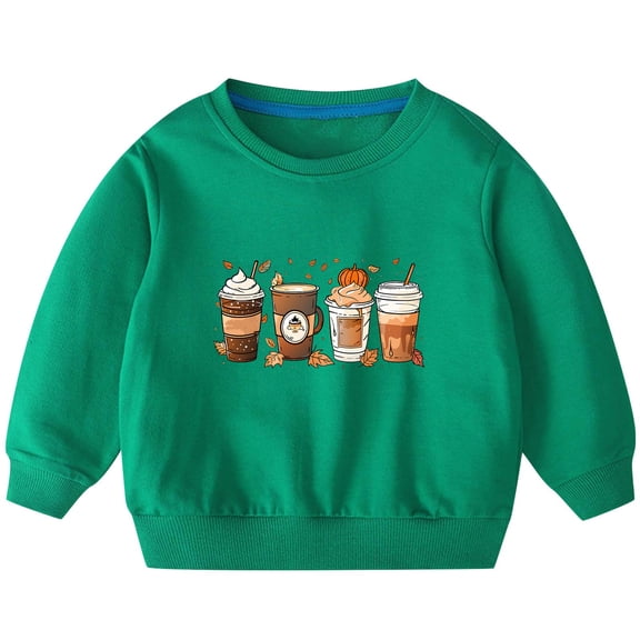 Odeerbi Toddler Boys Girls Halloween Crewneck Sweatshirts Fall Winter Cotton Sweatshirt Toddler Kids Cute Solid Color Halloween Print Long Sleeve Sweatshirts Top Toddler Clothes Green