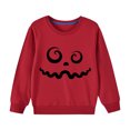 thumbnail image 1 of Odeerbi Toddler Boys Girls Halloween Crewneck Sweatshirts Fall Winter Cotton Sweatshirt Toddler Kids Cute Solid Color Halloween Print Long Sleeve Sweatshirts Top Toddler Clothes Red, 1 of 5