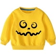 thumbnail image 1 of Odeerbi Toddler Boys Girls Halloween Crewneck Sweatshirts Fall Winter Cotton Sweatshirt Toddler Kids Cute Solid Color Halloween Print Long Sleeve Sweatshirts Top Toddler Clothes Yellow, 1 of 9