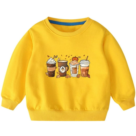 Odeerbi Toddler Boys Girls Halloween Crewneck Sweatshirts Fall Winter Cotton Sweatshirt Toddler Kids Cute Solid Color Halloween Print Long Sleeve Sweatshirts Top Toddler Clothes Yellow