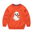 thumbnail image 1 of Odeerbi Toddler Boys Girls Halloween Ghost Crewneck Sweatshirts Fall Winter Cotton Sweatshirt Toddler Kids Cute Solid Color Long Sleeve Sweatshirts Top Toddler Clothes Orange, 1 of 8