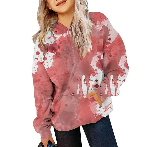 Odeerbi Toddler Boys Girls Halloween Hoodies Printed Pullover Hooded Sweatshirts Children Long Sleeve Halloween Pattern Hooded Sweatshirt Top Pink