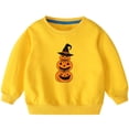 thumbnail image 1 of Odeerbi Toddler Boys Girls Halloween Pumpkin Crewneck Sweatshirts Fall Winter Cotton Sweatshirt Toddler Kids Cute Solid Color Long Sleeve Sweatshirts Top Toddler Clothes Yellow, 1 of 8