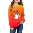 thumbnail image 1 of Odeerbi Toddler Boys Girls Halloween Pumpkin Ghost Crewneck Sweatshirts Fall Winter Pullover Sweatshirt 1-12 Years Kids Long Sleeve Halloween Printed T-shirt Top Toddler Clothes Orange, 1 of 4