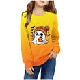 thumbnail image 1 of Odeerbi Toddler Boys Girls Halloween Pumpkin Ghost Crewneck Sweatshirts Fall Winter Pullover Sweatshirt 1-12 Years Kids Long Sleeve Halloween Printed T-shirt Top Toddler Clothes Yellow, 1 of 5