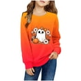 thumbnail image 1 of Odeerbi Toddler Boys Girls Halloween Pumpkin Ghost Crewneck Sweatshirts Fall Winter Pullover Sweatshirt 1-12 Years Kids Long Sleeve Halloween Printed T-shirt Top Toddler Clothes Orange, 1 of 5