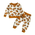 thumbnail image 1 of Odeerbi Toddler Boys Girls Halloween Pumpkin Sweatsuit Set Kids 2025 Fashion Cute Flower Print Long Sleeve Hooded Sweatpants Suit Brown, 1 of 9