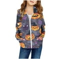 thumbnail image 1 of Odeerbi Toddler Boys Girls Halloween Zip Up Hooded Sweatshirt Jacket Children's Long Sleeve Pattern Printed Sweatshirts Round Neck Short Top Zipper Cardigan Hooded Sweatshirt Light Purple, 1 of 3