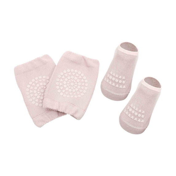 Odeerbi Toddler Boys Girls Indoor Socks Crawl Knee Pads Suit Leg Warmers Solid Color Socks Breathable Kids Dispensing Non-slip