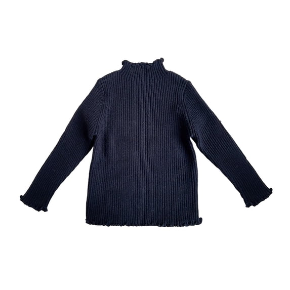 Odeerbi Toddler Boys Girls Knit Cotton Tops Velvet Collar 2025 Long Sleeve Tiered Ruffle Tunic Knitted Top Black 2-3 Years