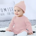 thumbnail image 1 of Odeerbi Toddler Boys Girls Knit Sweater Outfits Baby Infant Keep Warm Sweater 2024 Long Sleeve Tops Pants Solid Color Clothes Hat Set Pink 3 Years, 1 of 4