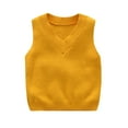 thumbnail image 1 of Odeerbi Toddler Boys Girls Knit Sweater Vest Winter Warm Sweater V-neck Solid Color Sweater Cardigan Cotton Clothes Yellow 12-18 Months, 1 of 4