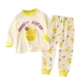 thumbnail image 1 of Odeerbi Toddler Boys Girls Long Johns Cartoon Print Thermal Underwear Set Cotton Base Layer Set Winter Clothes Pajama Pants Set Long Sleeve Pajamas Sleeping Pants Home Clothes Yellow, 1 of 1