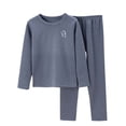 thumbnail image 1 of Odeerbi Kids Boys Girls Long Johns Fleece Lined Thermal Underwear Set Base Layer Set Children's Baby Winter Round Neck Padded Pajamas Tops Pants Set Home Clothing Dark Gray, 1 of 4