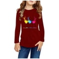 thumbnail image 1 of Odeerbi Toddler Boys Girls Long Sleeve Shirt Fall Winter Base Layer Cartoon Printed Undershirt Cute Print Shirts Crewneck Tops Dressy Casual Blouses Kids Clothes Burgundy, 1 of 5