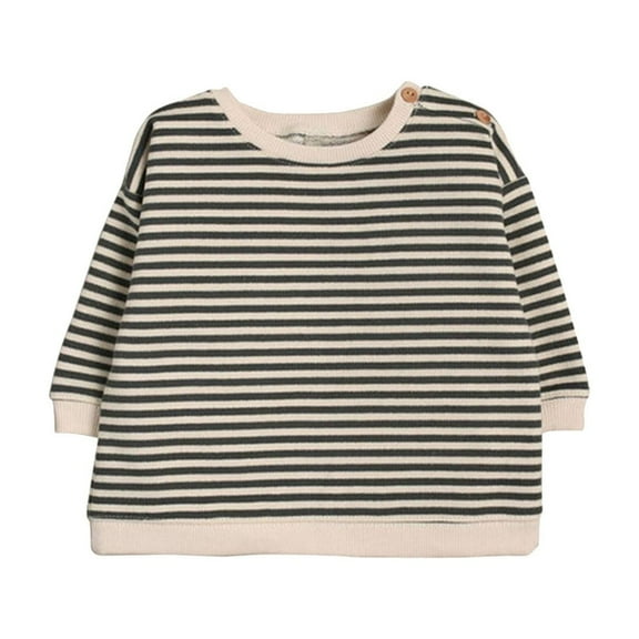 Odeerbi Toddler Boys Girls Long Sleeve T-Shirts Fall Winter Striped Cotton Base Tops Children's Round Neck Tops Shirt Gray