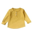thumbnail image 1 of Odeerbi Infant Boys Girls Long Sleeve Tees Rib Knit Cotton Basic Layering T-shirt Children Fall Winter Round Neck Solid Color Base Layer Top Yellow, 1 of 4