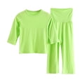 thumbnail image 1 of Odeerbi Toddler Boys Girls Modal Pajamas 2 Piece Sleepwear Kids Fashion Cute Solid Color Soft Half Sleeve Top High Waisted Pants Home Wear Suit Loungewear PJs Set Mint Green, 1 of 9