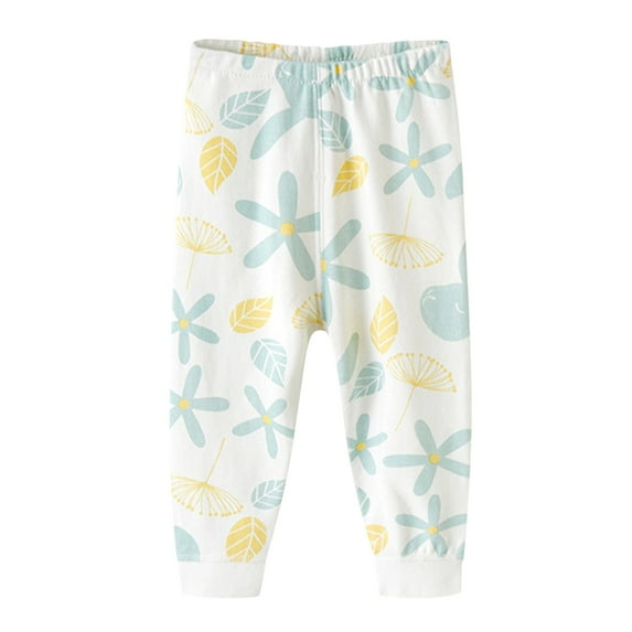 Odeerbi Toddler Boys Girls Pajama Pants Cartoon Print Cotton Thermal Bottoms Spring Fall Baby Cotton Pants Children's Bottoming Pants Mint Green