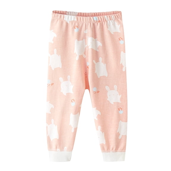 Odeerbi Baby Boys Girls Pajama Pants Cartoon Print Cotton Thermal Bottoms Spring Fall Baby Cotton Pants Children's Bottoming Pants Pink