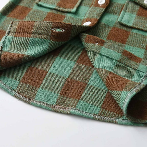 Odeerbi Toddler Boys Girls Plaid Shacket Jacket Kids Toddler Flannel Shirt 2025 Long Sleeve Plaid Jacket Baby Fall Shirt Coat Outwear Green 4-5 Years