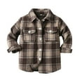 thumbnail image 1 of Odeerbi Toddler Boys Girls Plaid Shacket Jacket Kids Toddler Flannel Shirt 2025 Long Sleeve Plaid Jacket Baby Fall Shirt Coat Outwear Brown 3-4 Years, 1 of 9
