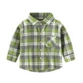 thumbnail image 1 of Odeerbi Toddler Boys Girls Plaid Shirt Plaid Flannel Shacket Jacket Fashion Casual Cotton Button Down Long Sleeve Shirt Mint Green, 1 of 3