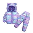 thumbnail image 1 of Odeerbi Toddler Boys Girls Puffer Jacket and Pants Sets Snowsuit Ski Suit Winter Coats Padded Coat Winter Lightweight Down Jacket Heavy Coat Set Purple, 1 of 8