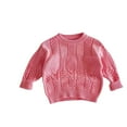 thumbnail image 1 of Odeerbi Toddler Boys Girls Pullover Sweater Cable Knit Jumper Tops Children's Winter Warm Long Sleeve Round Neck Sweater Tops Pink, 1 of 4