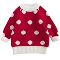thumbnail image 1 of Odeerbi Toddler Boys Girls Pullover Sweater Dots Printed Knit Jumper Tops New Spring Fall Baby Printing Round Neck Winter Warm Pullover Sweater Red, 1 of 1