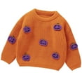 thumbnail image 1 of Odeerbi Toddler Boys Girls Pullover Sweater Halloween Pumpkin Knit Jumper Tops Infant Winter Warm Halloween Pumpkin Pattern Knitted Sweaters Tops Orange, 1 of 9
