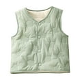 thumbnail image 1 of Odeerbi Toddler Boys Girls Quilted Puffer Vest Fall Winter Thermal Gilet Down Vest Children's Solid Color Round Neck Velvet Sleeveless Jacket Coat Toddler Clothes Green, 1 of 5