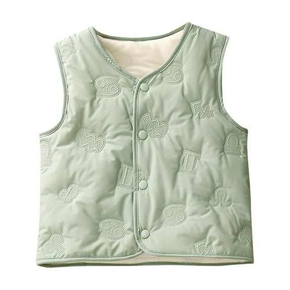 Odeerbi Toddler Boys Girls Quilted Puffer Vest Fall Winter Thermal Gilet Down Vest Children's Solid Color Round Neck Velvet Sleeveless Jacket Coat Toddler Clothes Green