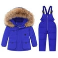 thumbnail image 1 of Odeerbi Toddler Boys Girls Ski Sui Waterproof Snowsuits Winter Down Jacket 2025 Fashion Solid Color Down Jackets Keep Thickening Warm Outdoor Coat Jumpsuit Set Blue 1-2 Years, 1 of 9