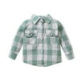 thumbnail image 1 of Odeerbi Toddler Boys Girls Spring Fall Plaid Shirt Fashion Casual Long Sleeve Lapel Collar Shirts with Pocket Cardigan Jacket Green, 1 of 5
