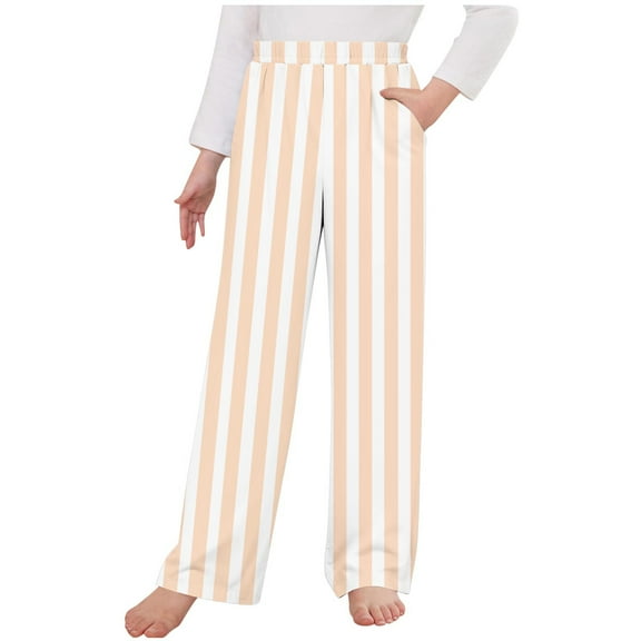 Odeerbi Toddler Boys Girls Striped Pajama Pants Elastic Waist Sleepwear Bottoms Children Quick Drying Sports Pants Outside Lantern Pants Toddler Clothes Beige