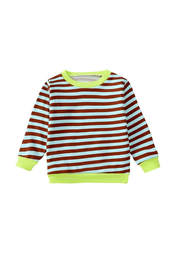 Toddler Boys Girls Striped Sweatshirt Cotton Crewneck Sweatshirts Children's Long Sleeves Round Neck Tops Shirt Pullover Sweatshirts Blue