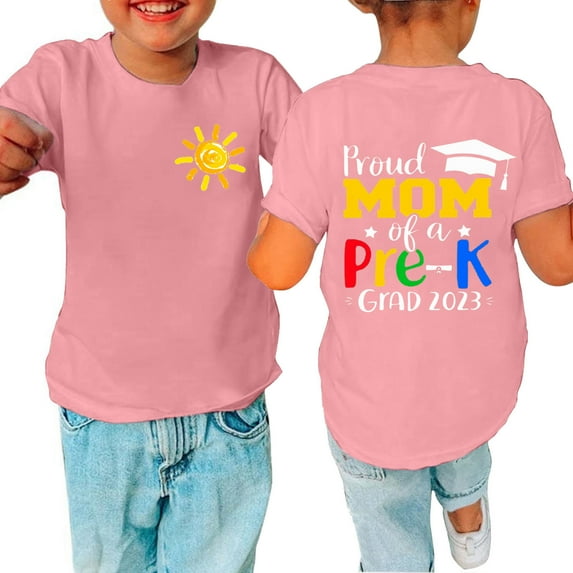 Odeerbi Toddler Boys Girls Summer Cartoon Print Shirt Toddler Baby Short Sleeve Cotton T-shirt Comfortable Solid Color Graduation Print Top Hot Pink 3-4 Years