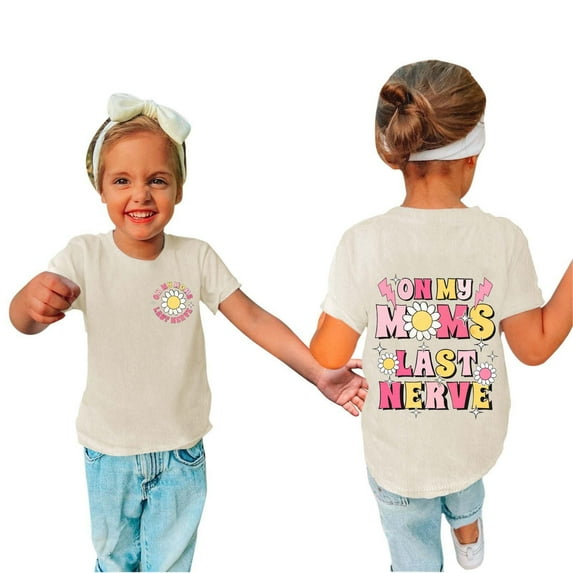 Odeerbi Toddler Boys Girls Summer Cartoon Print Shirt Toddler Baby Comfortable Solid Color Top Print Short Sleeve Cotton T-shirt Beige 3-4 Years